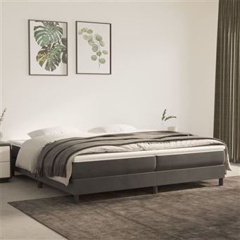 Estrutura de cama com molas vidaXL | 200x200 cm | veludo cinzento-escuro - 1