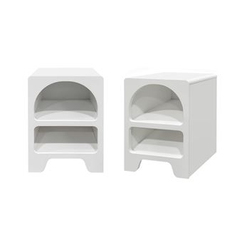 Conjunto de 2 mesas de cabeceira sweeek com efeito de madeira branca | branco - 1