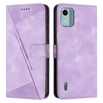 Capa FOXDOCK para Nokia C12 | Pele | Flip | 3 Compartimentos para Cartões | Roxo - 1