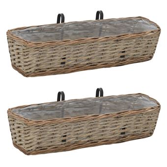 Floreira de varanda vidaXL | 2 Peças | vime com revestimento a PE 60 cm | - 1