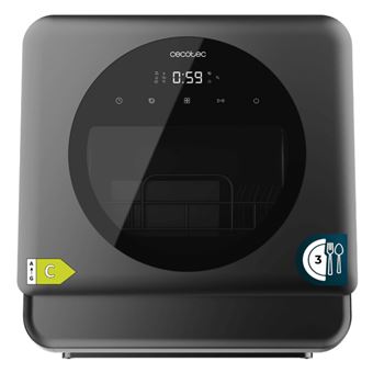 Máquina de Lavar Loiça Compacta Compacta Cecotec Bolero Aguazero 1150 Dark | 3 talheres | C | Aço inoxidável - 1
