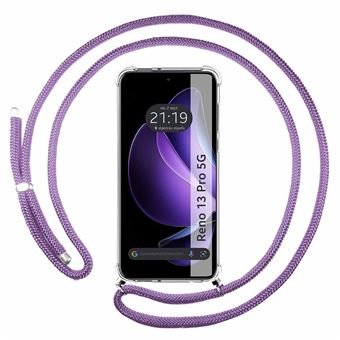 Capa Tumundosmartphone Transparente para Oppo Reno 13 Pro 5G com Fio Roxo - 1