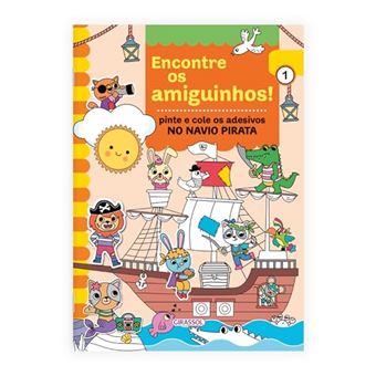 Encontre Os Amiguinhos! No Navio Pirata - Pinte E - 1