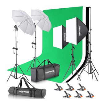 Kit de Estúdio de Fotografia Neewer com 3 Fundos de Algodão e Iluminação | 1,8x2,8 m - 1