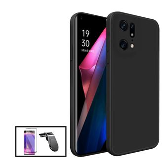 Kit Phonecare Película de Vidro Temperado 5D Full Cover Curved + Capa Silicone Líquido + Suporte Magnético L Safe Driving Carro para Oppo Find X5 Pro 5G - Preto - 1