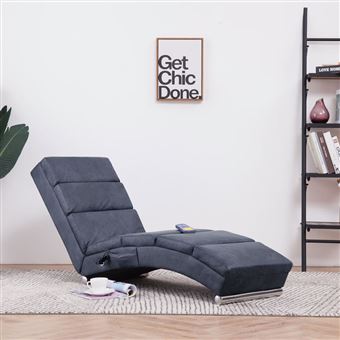 Chaise Longue vidaXL de Massagens Camurça Artificial Cinzento - 1