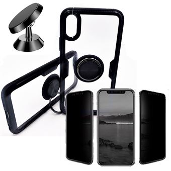 Kit Película 5D Anti paraSpy + Capa 3x1 Clear + Suporte Magnético Carro Phonecare para Iphone XR Preto