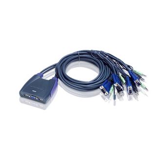 Chaveador Kvm ATEN Comutador KVM de 4 portas por cabo USB VGA/Áudio (0,9m, 1,2m) | Azul - 1