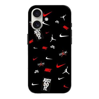 Capa Maniacase para Iphone 16 Plus nike jordan branco vermelho fundo preto - 1