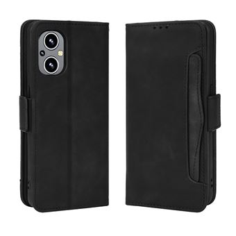 Capa FOXDOCK Protetora para OPPO Reno 8Z | Suporte e Flip de couro PU | À Prova de Choque | Preto - 1