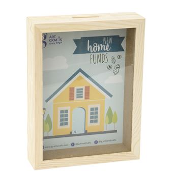 Quadro Mealheiro de Madeira LG 87823 | 15x19,8x4 cm | Fundo Amovivel - 1
