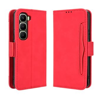 Capa FOXDOCK Protetora para Infinix Hot 60 Pro Plus 4G | Suporte e Flip de couro PU | À Prova de Choque | Vermelho - 1