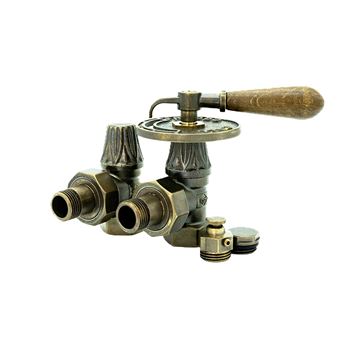 Kit de Válvula Manual com Pega de Madeira Sannover para Radiador | Ferro Fundido - 1
