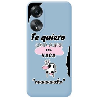 Capa Tumundosmartphone de silicone líquido azul para Oppo A58 4G design de vaca de desenho animado - 1