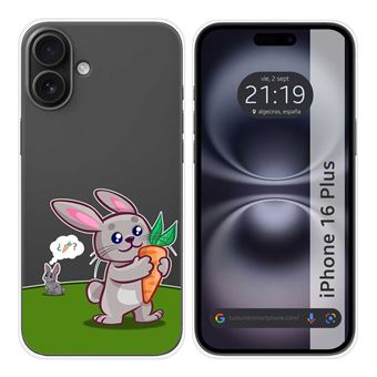 Capa de silicone TUMUNDOSMARTPHONE transparente para iPhone 16 Plus (6.7) | Design de coelho - 1