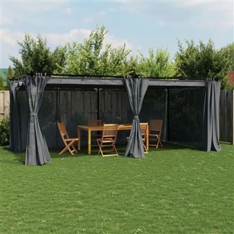Gazebo com cortinas vidaXL | 6x3 m aço antracite - 1