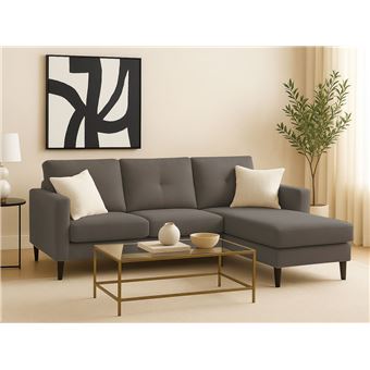Sofá com Chaise Longue Ideia Home Design Inter | Cinza Escuro - 1