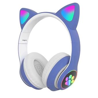 Auscultadores Bluetooth com Microfone ARZOPA® | Orelhas de Gato | Azul| Animação Luminosa - 1
