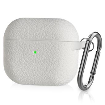 Capa silicone textura litchi, à prova de pó com gancho anti-perda, branco Magunivers para AirPods 3 - 1