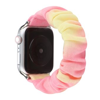 Bracelete de Trançada HSMY Elástico para Apple Watch Series 6/ SE/ 5/ 4 | 44 mm - Amarelo&Rosa - 1