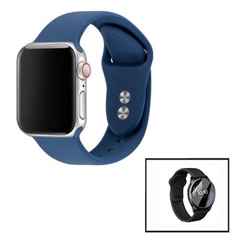 Kit Phonecare | Pulseira Bracelete SmoothSilicone sem Fivela + Película Hydrogel para Garmin Marq Driver Performance Edition - Azul Escuro - 1