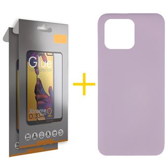Pack 2 x Película de Vidro Temperado Full + Capa Gandy para TCL 40R 5G | Silicone Líquido - Roxo - 1
