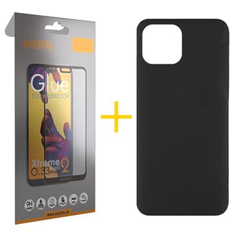 Pack 1 x Película de Vidro Temperado Full + Capa Gandy para Xiaomi Redmi Note Pro Plus 12 5G | Silicone Líquido - Preto - 1