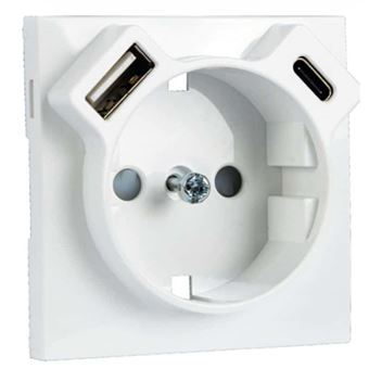 Centro para Tomada EFAPEL Schuko + Usb Tipo A e Tipo C 90630 TBR - 1