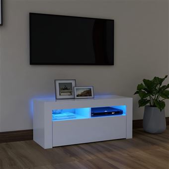 Móvel de TV com luzes LED vidaXL | 90x35x40 cm | branco - 1