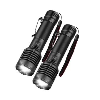 Conjunto de 2 Lanternas LED Chronos | 3000LM | 5 Modos de zoom | À prova d'água | Preto - 1