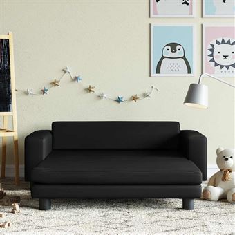 Sofá infantil com apoio Pés vidaXL | 100x50x30 cm | couro artificial preto - 1