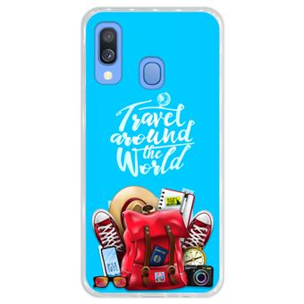 Capa Hapdey para Samsung Galaxy A40 2019 Design Travel Around The World em Silicone Flexível e TPU