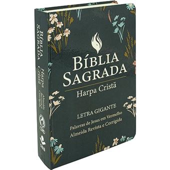 Bíblia Sagrada Letra Gigante Com Harpa Cristã Floral Almeida Revista - 1