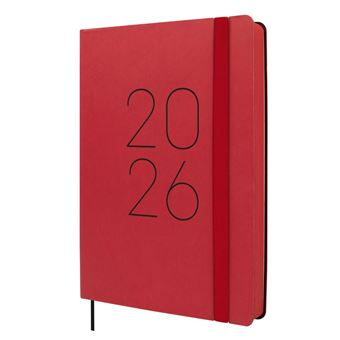 Agenda Diária A5 2026 Finocam Lisa Vermelho com Elástico - 1
