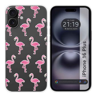 Capa de silicone TUMUNDOSMARTPHONE transparente para iPhone 16 Plus (6.7) | Design Flamenco - 1