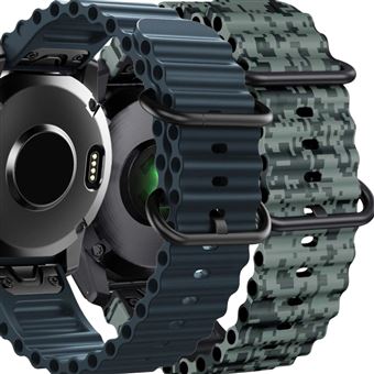 Pack 2x Bracelete Antiimpacto Ocean Waves para Garmin MARQ Adventurer Gen 2 Azul e Verde camo - 1