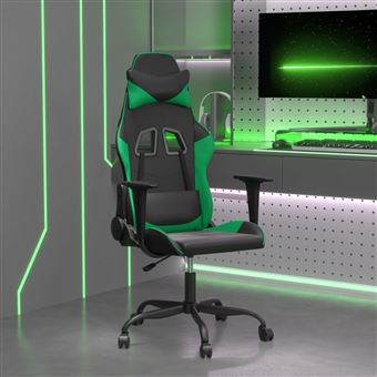 Cadeira de gaming vidaXL | couro artificial preto e verde - 1