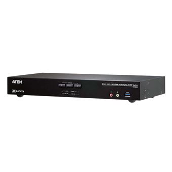 Chaveador Kvm ATEN Switch USB 3.0 4K HDMI de Ecrã Duplo KVMP™ de 2 portas | Preto - 1