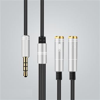 Cabo Multi4you Jack 3,5mm 1 Macho para 2 Fêmeas  Microfone / Headphone - Cinzento - 1