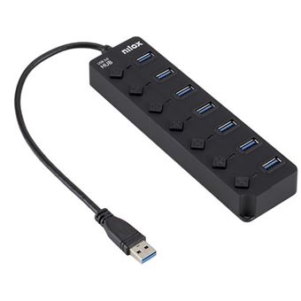 Hub de interface nilox nxhub-06 usb 3.2 gen 1 (3.1 gen 1) type-a 5000 mbit/s preto - 1