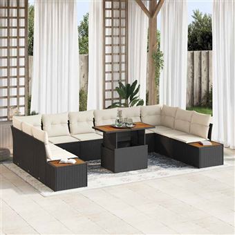 Conjunto de Sofá de Jardim vidaXL | 11 Peças | Preto Rattan Sintético - 1