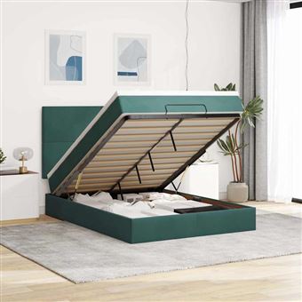 Estrutura cama otomana com colchões vidaXL | 140x200 cm | veludo verde escuro - 1