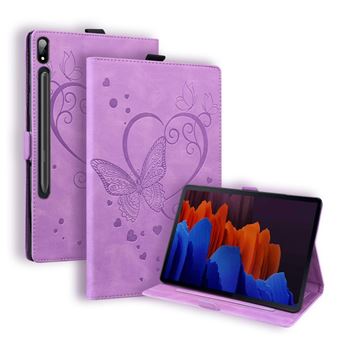 Capa magunivers PU padrão de borboleta, luz com suporte, ranhuras para cartões e ranhura para canetas roxo para Samsung Galaxy Tab S7 Plus/Galaxy Tab S8 Plus - 1