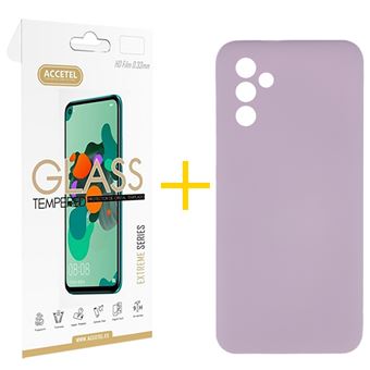 Pack 1 x Película de Vidro Temperado 2.5D + Capa Accetel para Samsung Galaxy A26 5G | Silicone Líquido | Roxo - 1