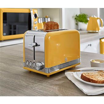 Torradeira Swan Retro Vintage ST19010CNEU | Fatias Largas | 2 Fatias | 3 Funções | 6 Níveis | 800W - Amarelo - 1