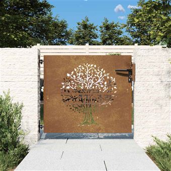 Portão de Jardim vidaXL | 85x75 cm | aço corten design árvore - 1