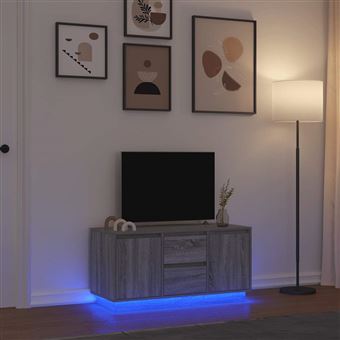 Móvel de TV com luzes LED vidaXL | 100x41x50 cm | cinzento sonoma - 1