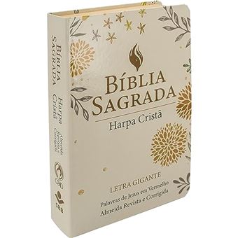 Bíblia Sagrada Letra Gigante Com Harpa Cristã Floral Almeida Revista - 1