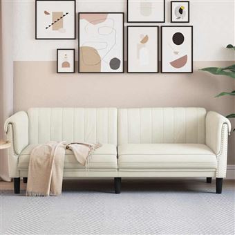 Sofá de 3 lugares vidaXL | veludo cor creme - 1
