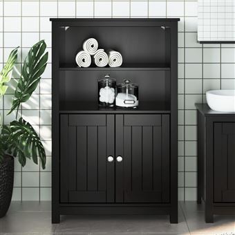 Móvel de casa de banho vidaXL BERG | 69,5x34x110 cm | pinho maciço preto - 1